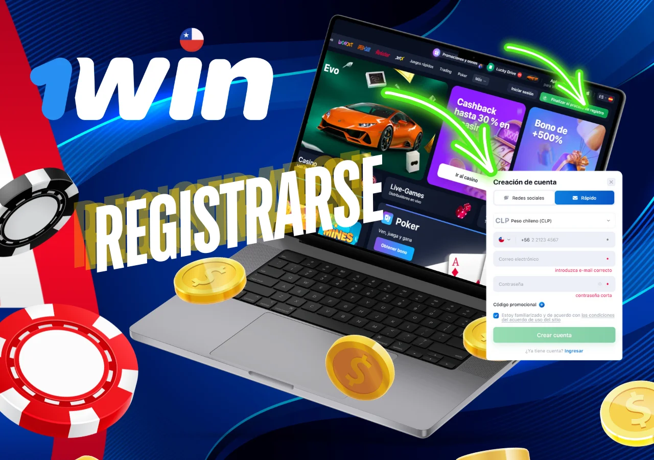 1Win instrucciones para inscribirse y realizar un ingreso.