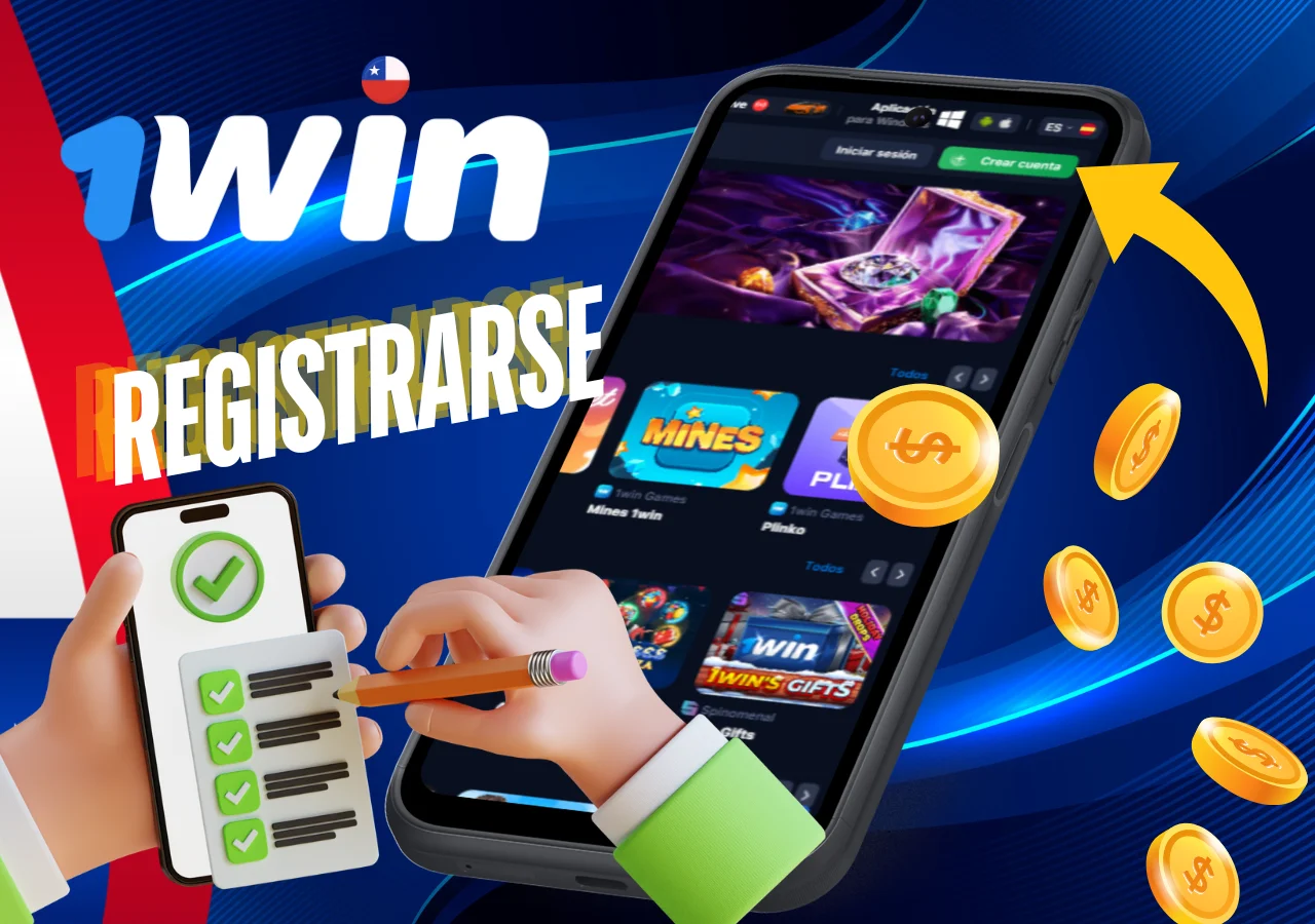 1Win registrese en la aplicacion introduciendo sus datos personales.
